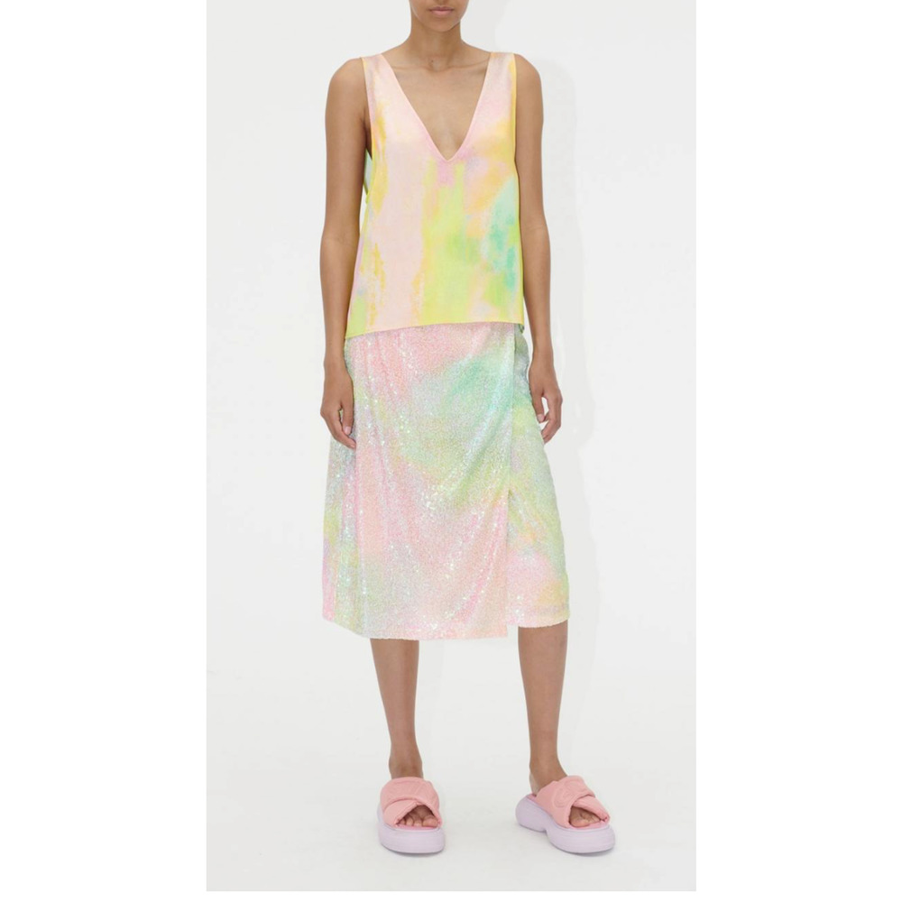 NEW~ Stine Goya Rainbow Arwen Fully Sequined Wrap Midi Skirt S $460 - Picture 5 of 9